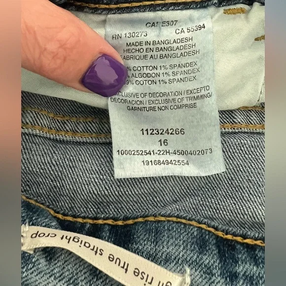 Wrangler High Rise Straight Crop Jeans Raw Hem Women’s Size 16 - Picture 7 of 9